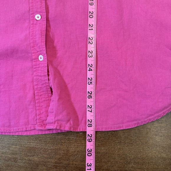 Set Of 2 GAP Women Shirt Linen Blend Pink & Chambray LS Button Up Collared Large - Picture 7 of 12